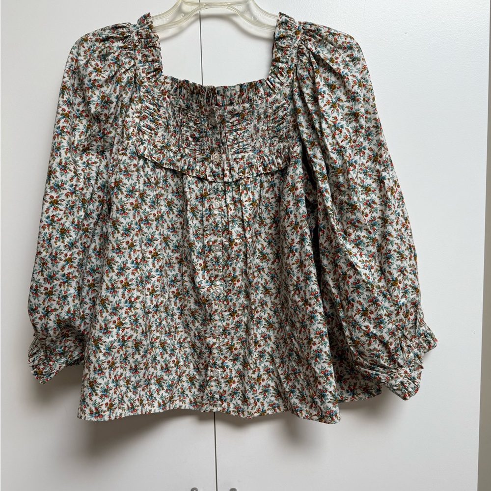 Doen Claudette Floral Blouse in Crème Fleurs d’avignon